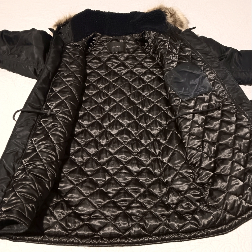 J. Crew Blue and Brown Parka Jacket with Faux Fur Hood - Picture 5 of 9